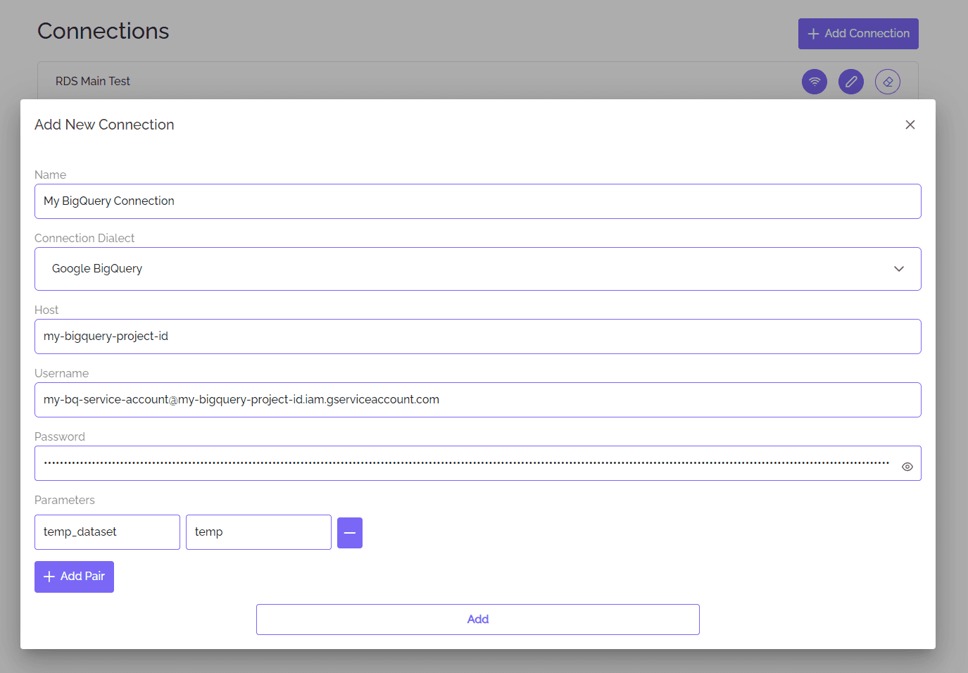 Add a BigQuery Connection