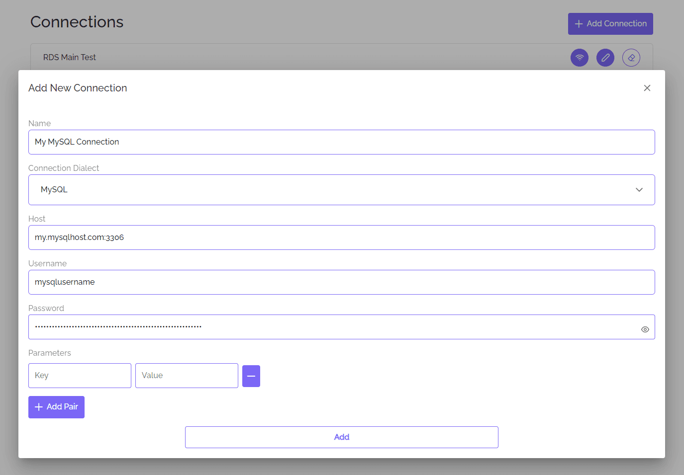 Add a MySQL Connection