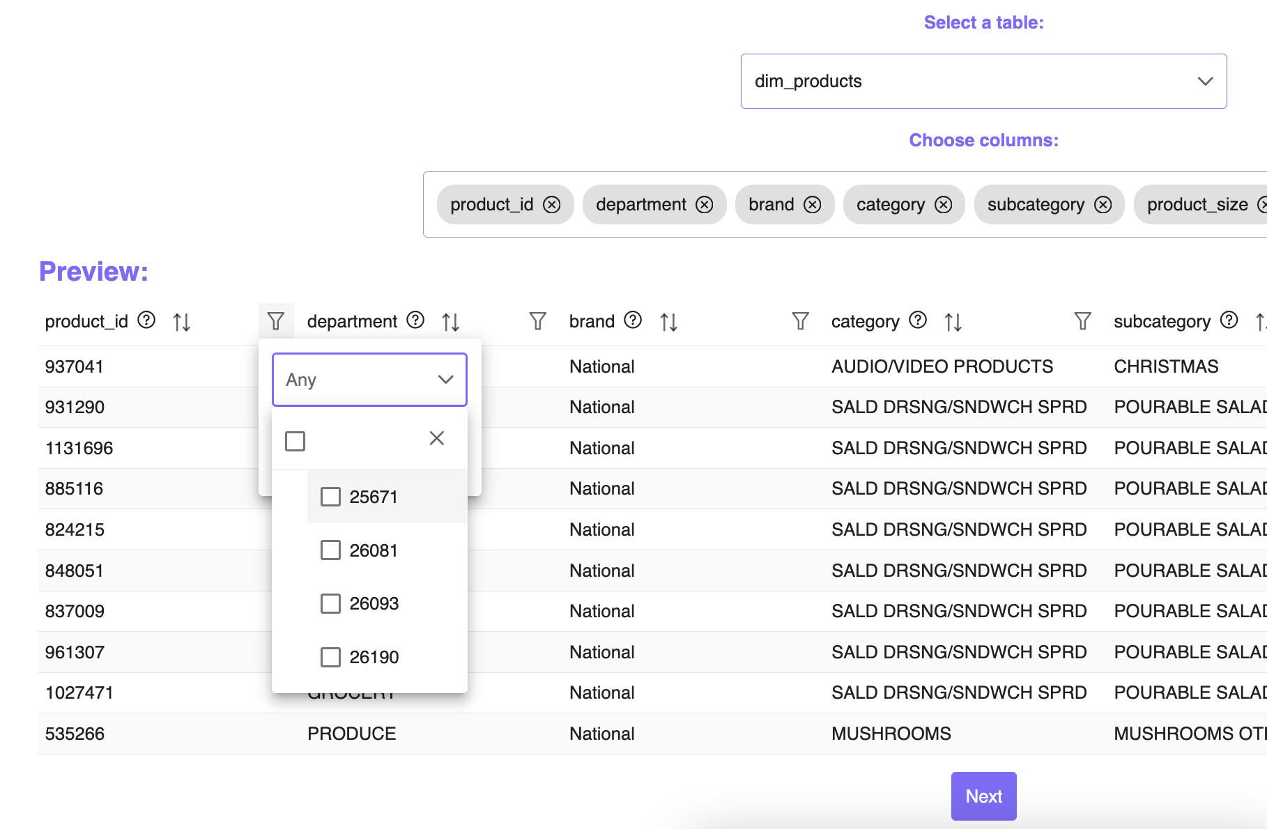 Apply a filter, for example from a dropdown.