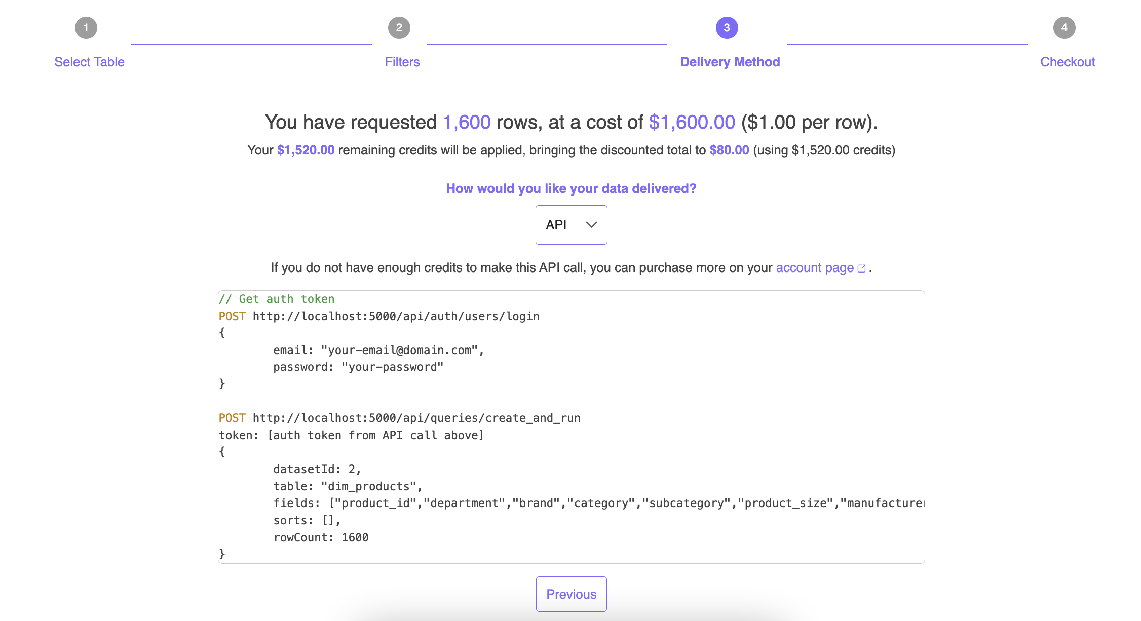Deliver your query results via API.