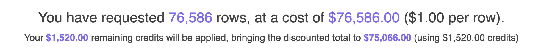 User credits reduce query cost.